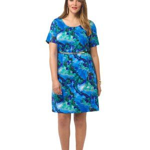 Triste Watercolor Shift Dress (2X)